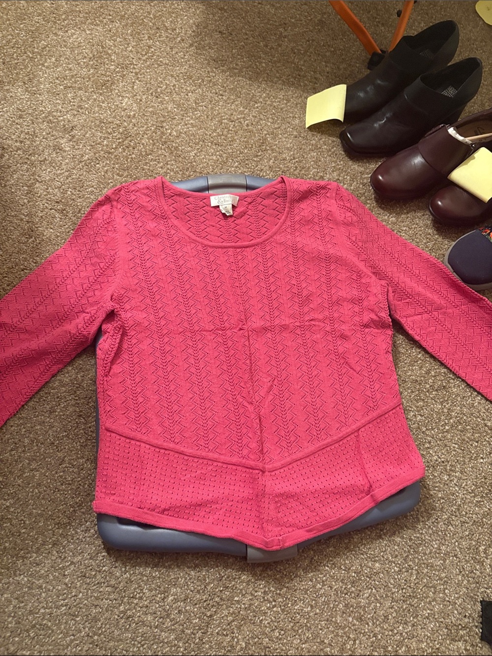 Christopher & Banks Bright Pink Textured Knit Pullover